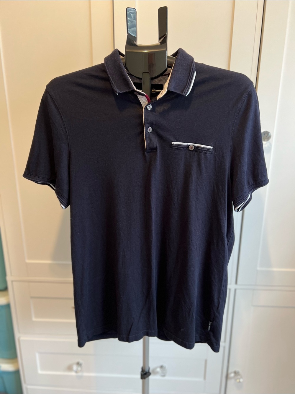 Ted Baker Navy Polo with Contrast Trim - Large (Sz 5)